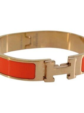 HERMES Click H Bracelet metal Orange Auth 183145